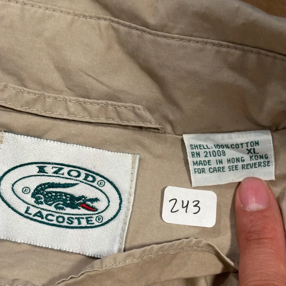 Vintage Izod Lacoste Harrington Jacket Mens XL‎ Tan Beige Cotton Windbreaker Zip